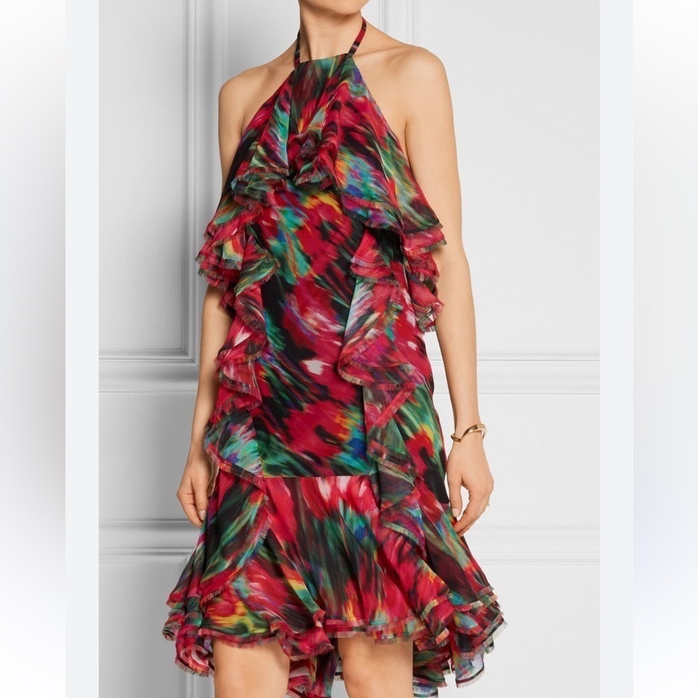 Jason Wu Runway Multicolor Watercolor Halter Dress